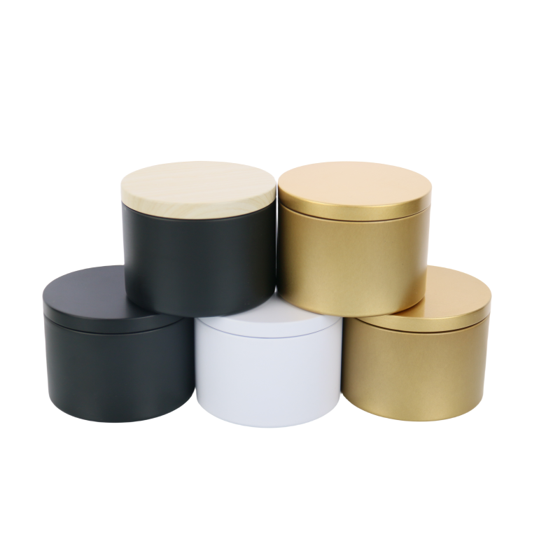 Clipper Round Solid perfume Aromatherapy Metal Jar 4oz 8oz 120ml 240ml Tea Candy Metal Box White Black Gold Tin Candle Jar