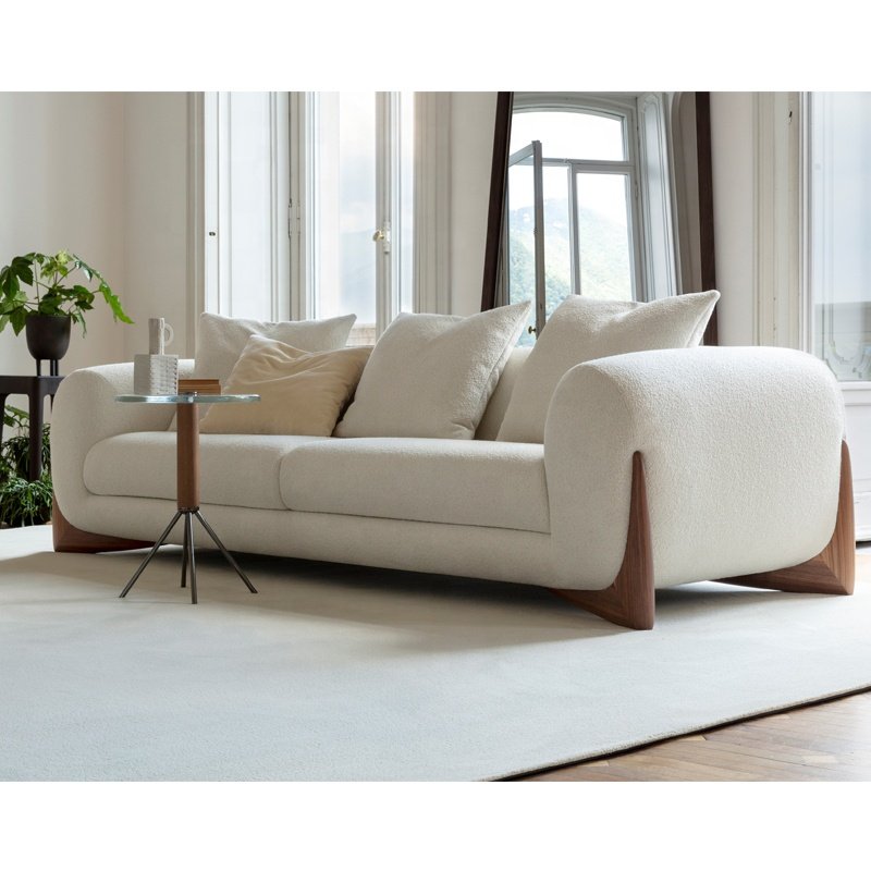 Modern Design Home Furniture Hotel Villa Living Room Solid Wood Base Cashmere Fabric Single Sofa Velvet Three seater Sofa Set